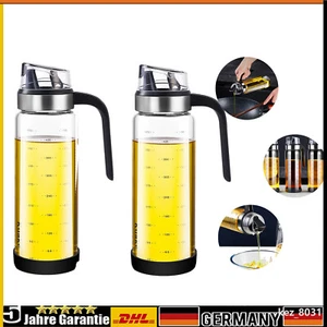 2er Set Essig Ölflasche Set Tropffrei Glas Ölspender mit Skala Ausgießer 550ml - Bild 1 von 11