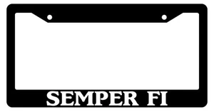 Black License Plate Frame Semper Fi Auto Accessory Novelty Military Marines 224 - Picture 1 of 1