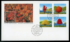 CANADA 1994 FIRST DAY COVER, BLOCK OF 4, CANADA DAY, MAPLE TREES !! LO99 - Picture 1 of 2