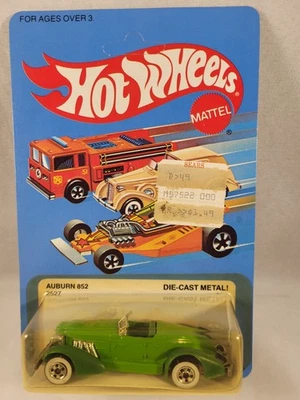 Tarjeta Hot Wheels 1982 azul castaño rojizo 852 #2527 WW verde sin usar, en caja original con paquete de protección Foto 1 de 4