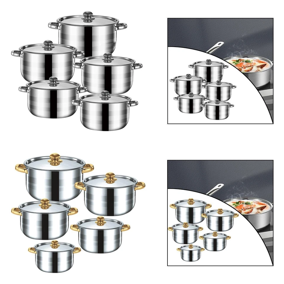 Set di 5 pentole da cucina, pentola per zuppa, facile da pulire, antiaderente, - Immagine 1 di 1