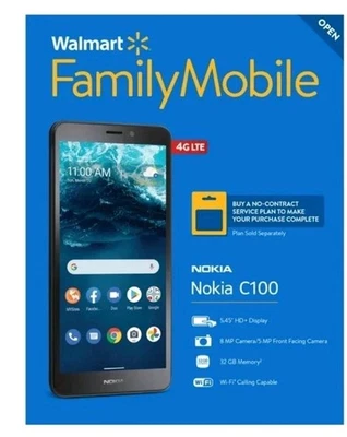 Nokia C100 4G N152DL 32GB 3GB Simple Mobile Locked Blue New - Image 1 of 4