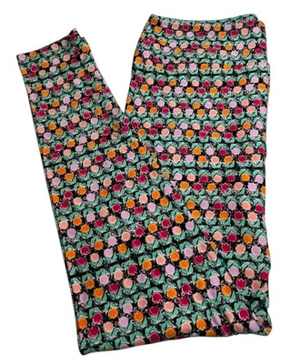 LuLaRoe Leggings TC Alto Curvilíneo Floral NEGRO PÚRPURA Moderno TULIP Abstracto Informal Foto 1 de 4