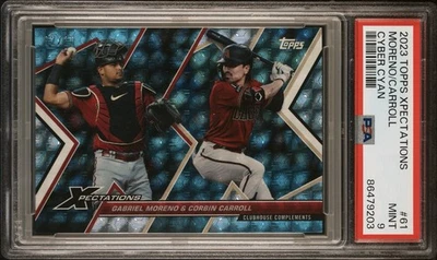 Gabriel Moreno/Corbin Carroll 2023 Topps Xpectations Cyber Cyan #/10 PSA 9 Mint - Image 1 of 3