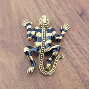 Vintage MMA Metropolitan Museum Of Art 1993 Black Enameled Stylized Lizard Pin - Picture 1 of 4