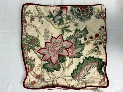 POTTERY BARN cotton linen 20" Resi Palampore print embroidered pillow cover - Image 1 of 4