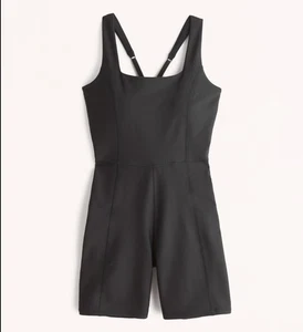 Abercrombie YPB SculptLUX Square Neck Sport Black Jumpsuit Medium - Picture 1 of 5
