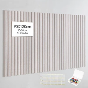 Large Cork Boards for Walls Alternative - 12-Pack Felt Wall Tiles Slat Wall Pane - Picture 1 of 6