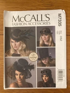 McCalls 7335 Steampunk Hats Pattern Aviator Costume Cosplay Top Fascinator UC FF - Picture 1 of 3