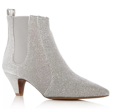 TABITHA SIMMONS Effie Glitter Pointed Toe Kitten-Heel Booties Silver US 7 $845 - Image 1 of 4