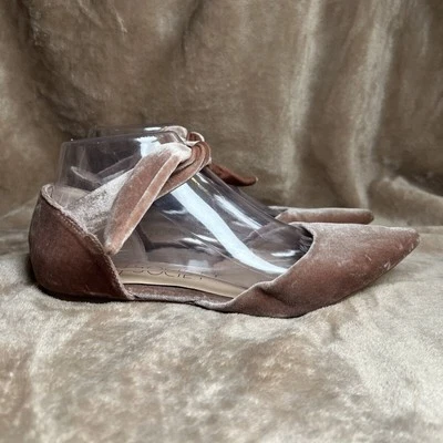 Zapatos planos de terciopelo Sole Society So-Teena rosa rubor con corbata de cinta para mujer talla 7M Foto 1 de 4