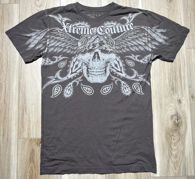 Camiseta Y2K Xtreme Couture Marrón MMA Calavera - Hombres Talla Mediana Foto 1 de 4