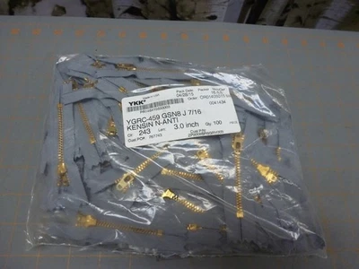 3" - 6.5 in. 100 YKK Brass Grey Pants Zippers YGRC-459 GSN8 J 7/16 KENSIN N-ANTI - Image 1 of 4