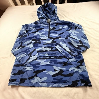 GYMBOREE Pullover Azul Camuflaje 1/4 Cremallera Lluvia Sudadera con Capucha L/S Canguro Bolsillo Infantil’s MED Foto 1 de 4