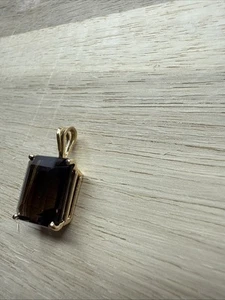 Emerald Cut Smoky Quartz Stone Pendant - Picture 1 of 5