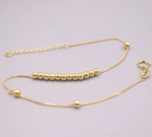 Brazalete Au750 real de oro amarillo de 18 quilates para mujer de 2,5 mm con cuentas de trigo de 7 pulgadas - Imagen 1 de 8