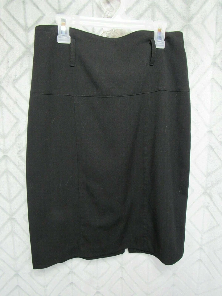 Wrapper Skirt Size 7 Juniors Black Back Zipper Belt Loops Career Work Business  - Image 1 of 3