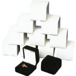12 Black Velvet Flocked Ring Gift Boxes Jewelry Display - Picture 1 of 3