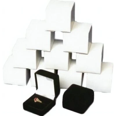 12 Black Velvet Flocked Ring Gift Boxes Jewelry Display - Image 1 of 3