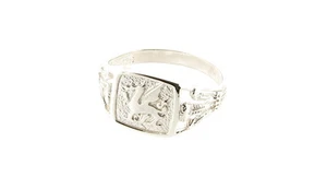 Welsh Dragon Prince of Wales Feathers Signet Ring Sterling Silver Made in the UK - Picture 1 of 2