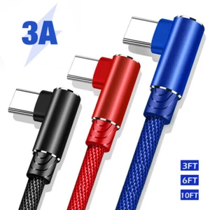 90° L-Shape Right Angle USB C Fast Charger Data Cord For Samsung S24 S23 S22 S21 - Picture 1 of 15