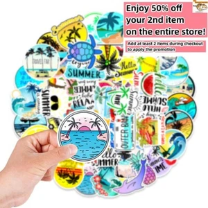 50pcs Waterproof Vinyl Stickers Summer Vacation Beach Tree Luggage Phone Laptop - Picture 1 of 9
