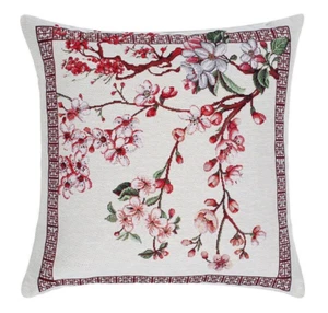SAKURA Decorative Pillow Cushion Embroidered Throw Pillow 18x18" - Picture 1 of 10