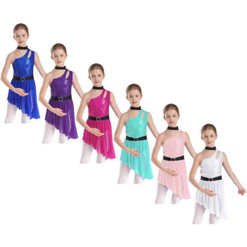 Kinder Mädchen Tanzbekleidung Ärmellos Trikot Jazz Kleider Schlittschuhlaufen