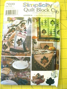 Simplicity 7035 QUILT BLOCK CLUB Home Dec fabric sewing pattern 2001 Uncut FF - Picture 1 of 3