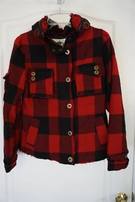 Chaqueta de Campo BB Dakota Rojo Búfalo Franela a Cuadros Mezcla de Lana Cremallera Talla S Foto 1 de 4