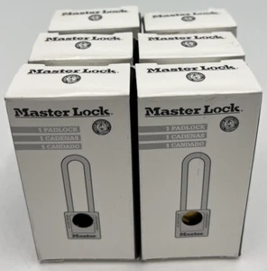 (6) Lot Master Lock Padlock 410BLK Lock Out Safety Padlock With Key Black 3 1/2” - Picture 1 of 3