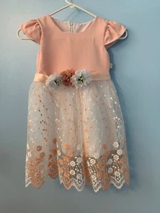 Formal Pink Flower Lace Party Special Occasion Wedding Girls Dress Size 7 - Picture 1 of 10