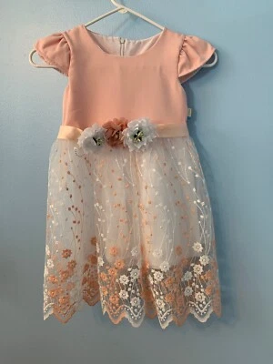 Formal Pink Flower Lace Party Special Occasion Wedding Girls Dress Size 7 - Image 1 of 4