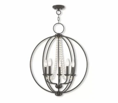 Livex Lighting 40915-92 English Bronze 5-Light 22"W Pillar Candle Chandelier - Image 1 of 4