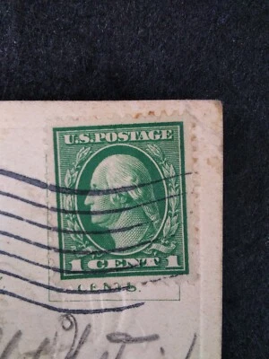 George Washington One Cent USPS Stamp 1914 Green Rare Valentine Postcard Rare PA - Image 1 of 4