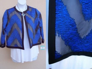 Kasper NEW $119 suit jacket electric blue black size 16P Petite dressy blazer - Picture 1 of 12