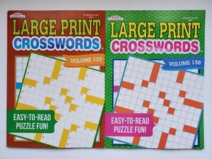 2 Kappa Puzzles Large Print Crosswords Activity Books Vol#137 & 138 Easy to Read - Picture 1 of 4
