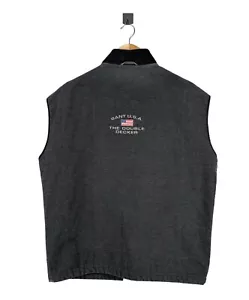 Vintge 90s Mens GANT U.S.A The Double Decker Fleece Gilet Full Zip Grey Size S - Picture 1 of 12