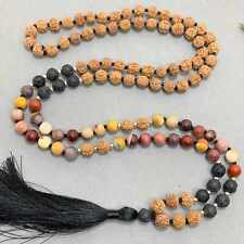 8mm Natural knot Rudraksha Lava mookaite beads necklace Healing Bohemia Chic