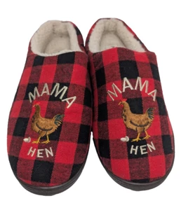 Mama Hen Slippers Plaid Black and Red Farmcore - Picture 1 of 7