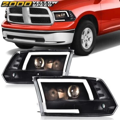 LED DRL Headlights Assembly Black Fit For 2009-2012 Dodge Ram 1500 2500 3500 Foto 1 de 4