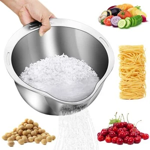 Rice Washer Strainer Bowl 4in1 Washing Bowl For Quinoa Stainless Steel Rinser Wi - Picture 1 of 6