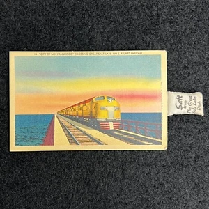 Crossing Great Salt Lake Utah Train Vintage Color Postcard w/ Salt Pack Unposted - Picture 1 of 7