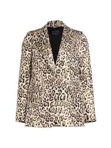 NEW ELIE TAHARI LONG SLEEVES GOLD LUSTRE  MARCIE LEOPARD JACQUARD JACKET BLAZER - Picture 1 of 9