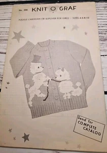 Vintage Strick O Graf PUDEL PULLOVER Muster #206 Kinder Größe 4-6-8-10 - Bild 1 von 3