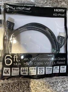 New Key Digital KD-PRO6 Premium High-Speed HDMI with Ethernet (6') Black 2 Pack - Picture 1 of 3