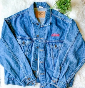 Vintage International Denim Red Enjoy Coca-Cola Blue Jean Jacket Embroidered XL - Picture 1 of 6