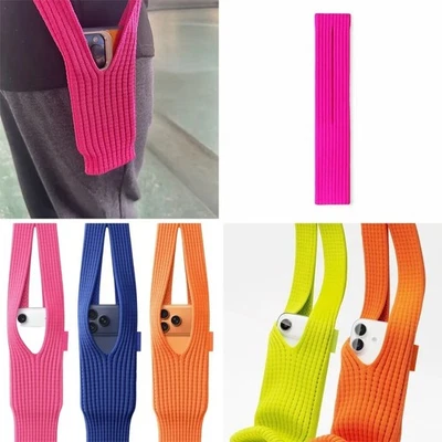 New Fashion Pure Color Knitted Mobile Phone Mini Hanging Bag - Image 1 of 4