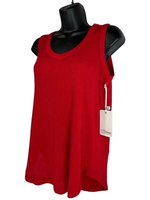 P.J. Camiseta sin mangas SALVAGE esencial texturizada talla S roja cuello acanalado tejido mezcla de rayón Foto 1 de 4