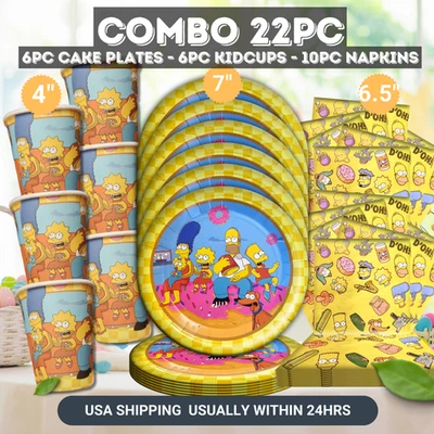 SIMPSONS чашка тарелка баннер день рождения вечеринки расходные материалы пользу центральное украшение - Изображение 1 из 4